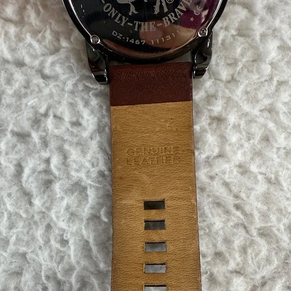 Diesel Oversized Grayed Out Black Dial with Brown Leather‎ Strap Watch Men’s